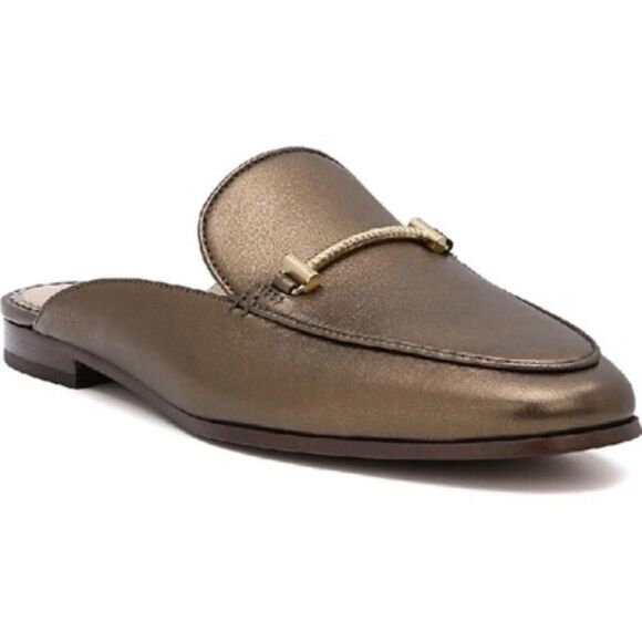 Sam Edelman Laurna Bronze Leather Mules Slides Sz 7.5 - Picture 1 of 8